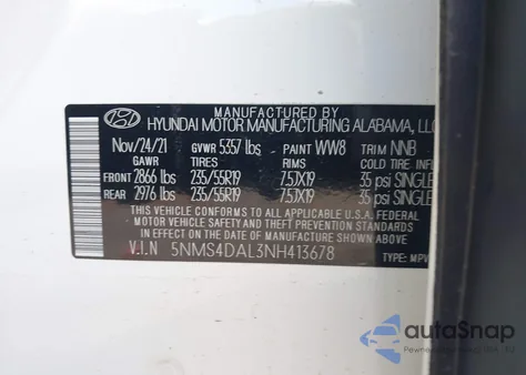 2022 Hyundai Santa Fe Limited z USA, uszkodzony, nr VIN 5NMS4DAL3NH413678